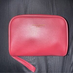 Aspinal of London Burgundy Red Leather Zip Pouch Wristlet England
